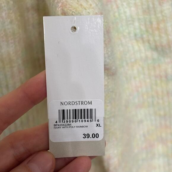 NWT BP Nordstrom Crewneck Sweater in Pastel Rainbow Knit - Size XL - Picture 6 of 8